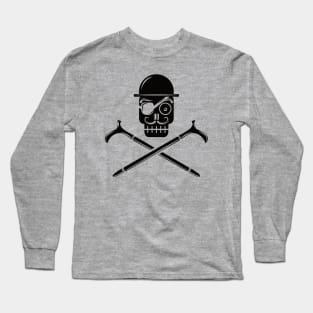 Pirate Skull with Bowler Hat (black) Long Sleeve T-Shirt